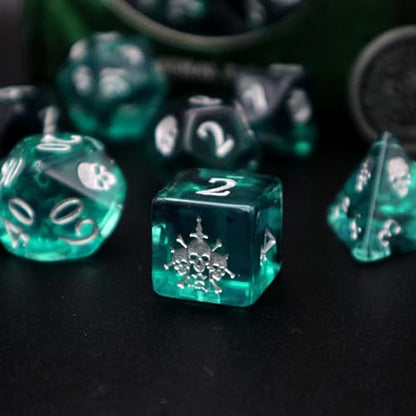 Polyhedral Dice Set - Dice Set for DND, Pathfinder & Tabletop RPGs (Necromancer)