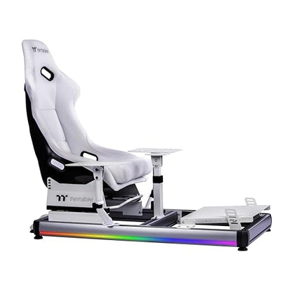 Thermaltake GF500 Flight Simulator Cockpit, Compatible with Thrustmaster-Logitech-Turtle Beach-Virtual Fly-VKB-Virpil-Winwing, Pedals and Controls not Included, PC & Console, Snow, GSC-F50-CPASWH-01