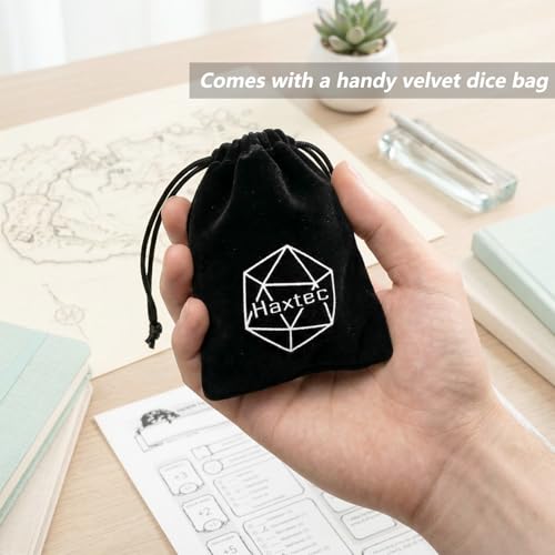 Haxtec Purple DND Dice Set 7PCS Resin Polyhedral D&D Dice with Bag, Iridescent Mylar Inclusion Dice for Roleplaying Games Compatible with Dungeons and Dragons Gift - color: Light Purple