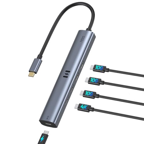 10Gbps USB C Hub with 4K@60Hz Video Display, Selore 5 Ports USB-C Splitter, C Port Data Transfer, 100W PD-in Charging, Dongle Multiport Adapter for MacBook Pro, iPad, Dell, HP, and More - size: 5-in-1