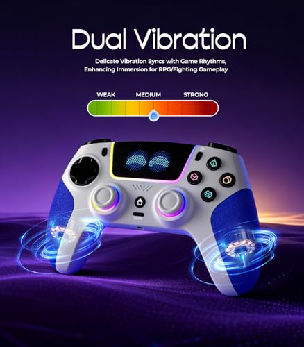 RGB Wireless Controller for PS5,with Hall-Effect Joysticks/Dual Vibration/ Turbo & Macro ,Programmable,3.5Mm Audio Jack, 6-Axis Motion Control Gamepad with Speaker, PS5 Pro/iOS/Android/PC/MAC/Steam Deck - color: Blue