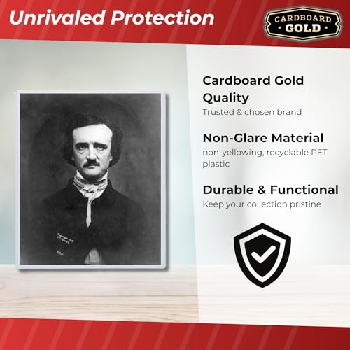 Cardboard Gold 8x10 Top Loaders - Rigid PVC Photo Sleeves - 25-Pack | Crystal Clear Hard Plastic, No Plasticizers, Print & Photo Protectors, Document Holder, Protective Storage - size: 25 Toploaders