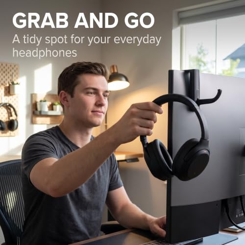 Black Headphone Holder Portable Size Headphones Stand Universal,Headphone Head Set Hanger Wall Hook PC Monitor Earphone Stand Rack Holder Rack,Headphones, Earbuds and Accessories,Accessories