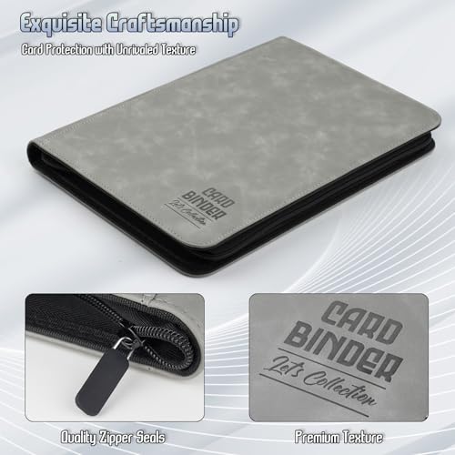Trading Card Binder, Premium 9 Pocket Double Sided 540 Pocket PU Card Collection Binder, Collectible Trading Card Albums for MTG, TCG, Sport Card, Game Cards (Gray) - color: Gray