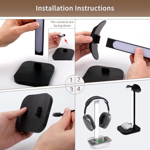 3 in 1 Gaming Headphone Stand with Wireless Charger, Desktop Headset Holder Hanger Rack, Wireless Charging Station Compatible for iPhone Series, PS5, Xbox, PC Gaming Desk Accessories, White - color: White