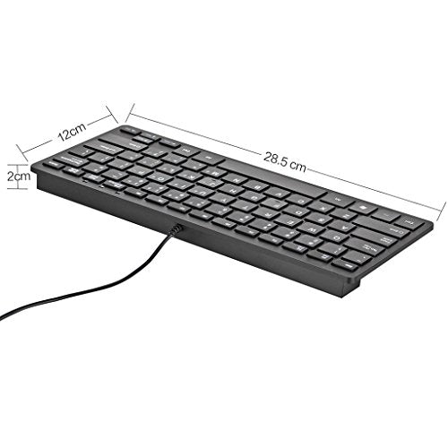 iKKEGOL USB Mini Slim Wired 78 Key Small Super Thin Compact Keyboard for Desktop Laptop PC Win 7 Mac (Black) - color: Black
