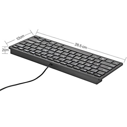 iKKEGOL USB Mini Slim Wired 78 Key Small Super Thin Compact Keyboard for Desktop Laptop PC Win 7 Mac (Black) - color: Black