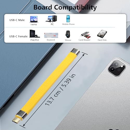 SinLoon 40Gbps USB4 Type C Extension Cable 100W PD Fast Charging 8K USB C to USB C Flat Slim FPC Data Cable for Laptop & Phone (Male to Female)