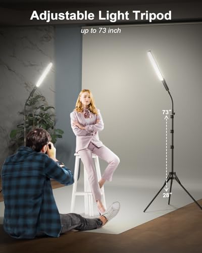 2Pack RGB LED Video Light Wand Stick with Stand, Full Color 2500-9900K Dimmable Photography Studio Lighting Kits with Gooseneck Soft Tube & Remote Control for Live Streaming/Portrait/Vlog