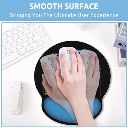KONVINIT Ergonomic Mouse Pad with Wrist Rest, Small Excel Cheat Sheet Desk Pad with Windows & Office & Excel Shortcuts, Non-Slip Rubber Base Mouse Pads for Desk with Smooth Surface, Black Blue - color: Shortcut-Blue