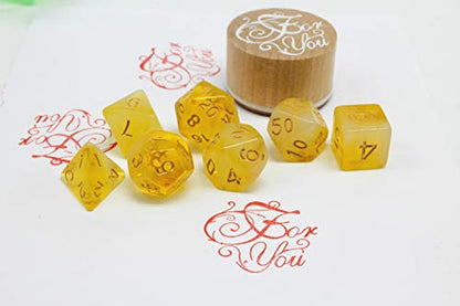 DND Dice Set Yellow & Milky RPG Polyhedral Dice Fit Dungeons and Dragons(D&D) Pathfinder MTG Tabletop Role Playing Game Translucent 7-Die Dice Set - color: Gold+milk