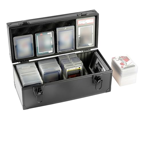 Azamou Toploaders Storage Box for 3" x 4" 35pt Rigid Cards, Trading & Sports Cards, Graded & Rating Cards, with 3 DIY Sponge Partitions (Holds 300+ Toploaders (N300-Black)