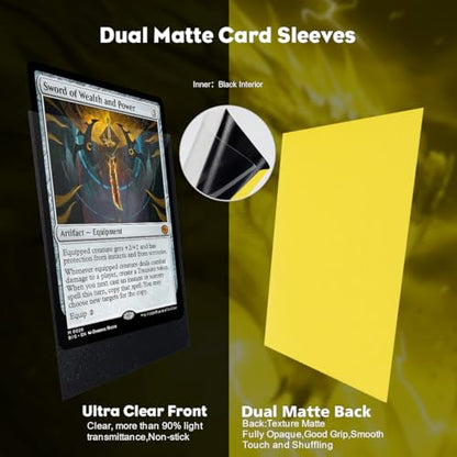 Lightning Yellow Dual Matte Card Sleeves, Katomula Card Sleeves for MTG, Standard Card Sleeve for MTG, PKM, Flesh & Blood - color: Lightning Yellow