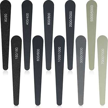 Honoson 10 Pcs Sanding Sticks for Plastic Models Polishing Stick Buffing Sanding Sticks for Assorted Grits Crafts Metal Wood Sandpaper Tools(Low Grits Rating,Water Drop Style) - style: Water Drop Style