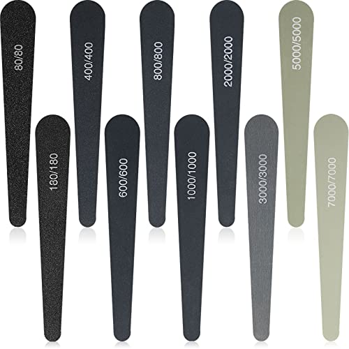 Honoson 10 Pcs Sanding Sticks for Plastic Models Polishing Stick Buffing Sanding Sticks for Assorted Grits Crafts Metal Wood Sandpaper Tools(Low Grits Rating,Water Drop Style) - style: Water Drop Style