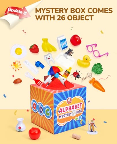 JoyCat Mystery Alphabet Box 26PCS, Letter Sorting Matching Game, Phonics | 26 letter pieces in a mystery box create fun sorting, matching and letter sound games for preschool learning