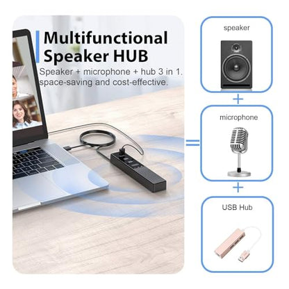 3 in 1 USB Computer Speaker with Microphone, PC Laptop Desktop Conference Speaker with Mic for Smart Home Office and Online Study，360 Degree Enhanced (1-Classic) - style: Classic