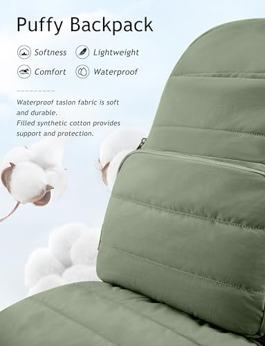 Uselike Travel Backpack for Women, 15.6 Inch Laptop Backpack, Quilted College Bookbag, Cute Work Backpacks, Water Resistant (Sage Green) - color: Sage Green