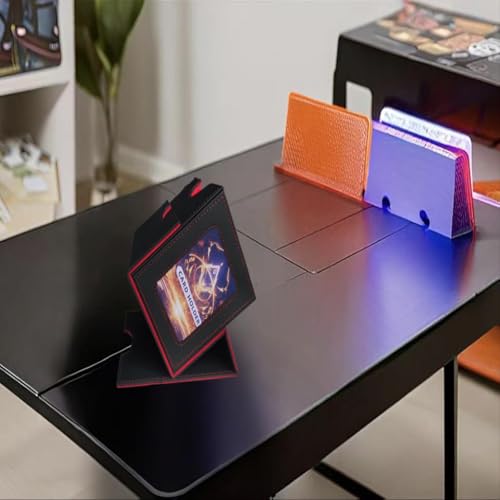CMFYlive Card Deck Box for Commander deck box MTG Deck Box Gamegenic Card Fits 100+ Double Sleeved Cards Magic Commander Storage Boxes with 2 Dividers and 2 Toploader Fit for Magic Cards Black/Blue - color: Black/Blue