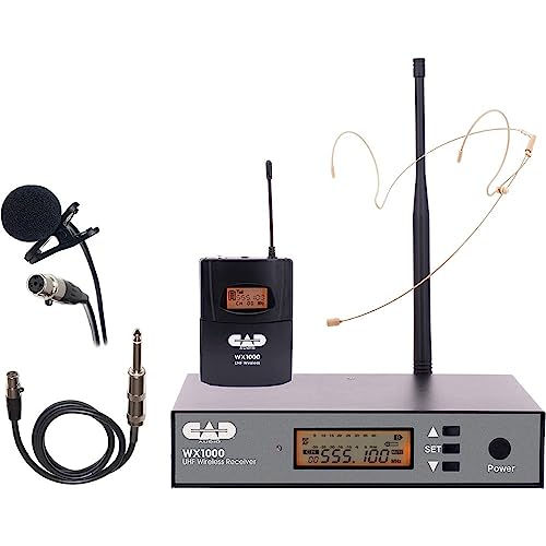 CAD WX1000BP Wireless Bodypack Mic System with Lav, Headset, and Guitar Cable (510 to 570 MHz) Bundle with Watson Rapid Charger with 4 AA Batteries