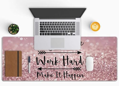 Inspirational Quotes Gaming Mouse Pad, Large Mouse Pads for Desk, Non-Slip Rubber Base Mousepad, Desk Pad with Stitched Edges, 31.5x11.8inch, Stay Positive Work Hard and Make It Happen - color: Stay Positive Work Hard and Make It Happen