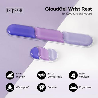 EPOMAKER CloudGel Wrist Rest for Keyboard and Mouse, 2 Pieces | Silicone Wrist Support, Anti-Slip Rubber Bottom, Ergonomic Design, Suitable for Office/Computer/Laptop/Gaming (Purple) - color: Purple