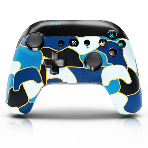 ISHAKO Wireless Switch Pro Controller Compatible with Switch/Lite/OLED, Gamepad with Turbo, Dual Vibration, Wake-up, and Motion Control - Blue