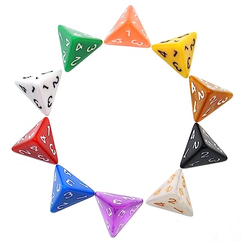 SmartDealsPro 10-Pack D4 D6 D8 D10 D12 Multi Colored Polyhedral Dice for for Dungeons and Dragons DND RPG MTG Table Games (Mix Color(Opaque&Pearl&Transparent, D4) - color: Mix Color, size: D4-19.5mm