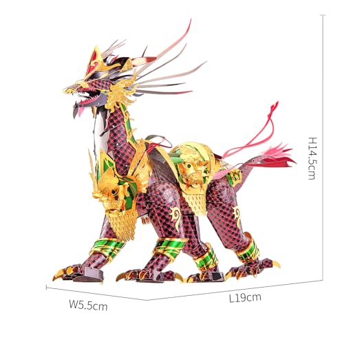 Piececool 3D Metal Puzzle for Adults, Auspicious Kirin Metal Model Building Kits, Brain Teaser Puzzles DIY Craft Kit, Perfect Birhtday Gifts for Teens Man Woman Family- 164 Pcs - color: Multi-color