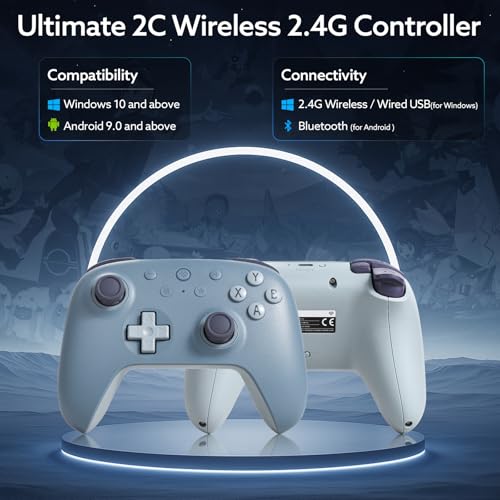 8Bitdo Ultimate 2C Wireless Controller (Blueberry) - 1000Hz Polling | For Windows PC & Android, Hall Effect Joysticks & Triggers, Remappable L4/R4 Bumpers, Special Edition Colors - color: Special Edition-Blueberry