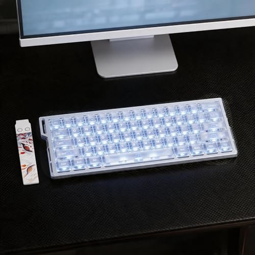 Gaming Keyboard MAD 60 Percent Wired, Rapid Trigger 8KHz Polling RGB Mechanical Keyboard, Magnetic Switch Adjustable Actuation Aluminum Keyboards for PC - color: translucent white