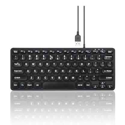 Perixx PERIBOARD-432 Wired Mini USB Keyboard - X Type Scissor Keys - Big Print Keys - US English, Black - style: Wired USB