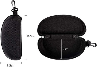 3 Pack Zipper Shell Eyeglasses and Sunglasses Case with Plastic Carabiner Hook - color: Black