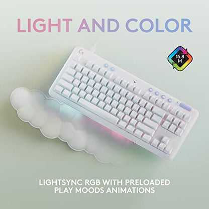 Logitech G713 Wired Mechanical Gaming Keyboard with LIGHTSYNC RGB Lighting, Clicky Switches (GX Blue), and Keyboard Palm Rest, PC/Mac Compatible - White Mist - size: Wired, style: Clicky