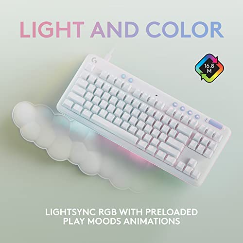Logitech G713 Wired Mechanical Gaming Keyboard with LIGHTSYNC RGB Lighting, Linear Switches (GX Red), and Keyboard Palm Rest, PC and Mac Compatible - White Mist - size: Wired, style: Linear