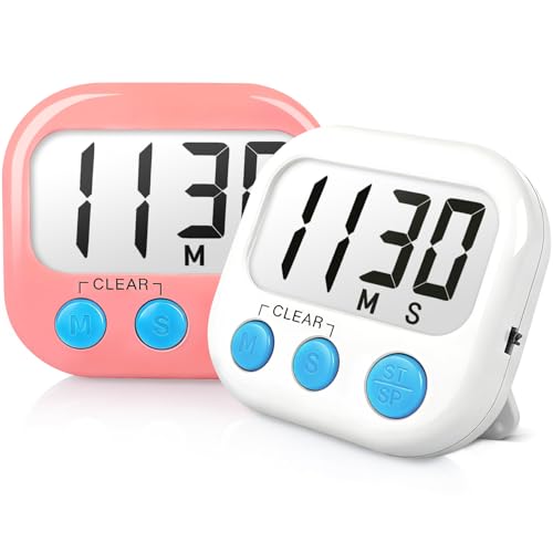 Classroom Timers for Teachers Kids Large Magnetic Digital Timer Teacher Supplies 2 Pack-Pink White - color: Pink White