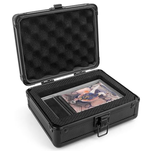 Single Sport Card Case for PSA BGS SGC Slabs,Mini Slab Case for sports card, Deluxe Small graded Card Case for baseball card slabs Compatible with up to 2 PSA slabs or 2 BGS Slabs - color: F. 1 Slab-Black