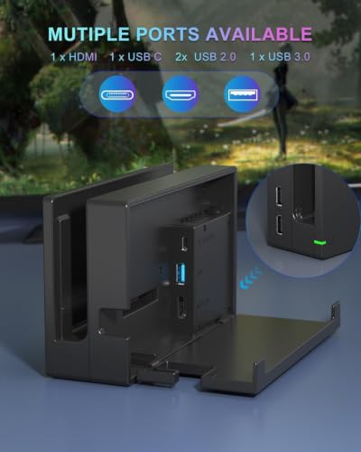 Dock Station for Switch/Switch OLED, Replacement 3-in-1 TV Dock Set with Original IC Module, AC Charger & High-Speed HDMI Cable for 1080P HD Output & Console Charging（Not Compatible with Switch 2）