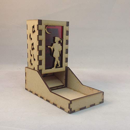 Bard Mini Dice Tower v1 Red Acrylic Window Laser Cut MDF Unique Gift
