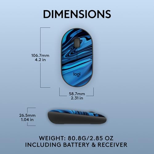 Logitech M340 Compact Ambidextrous Silent Wireless Mouse - Blue Galaxy | Silent clicks, with 2.4 GHz USB-A Nano Receiver, 3 non-customizable buttons, 18-months battery, Windows Mac Chrome compatible - color: Blue Galaxy