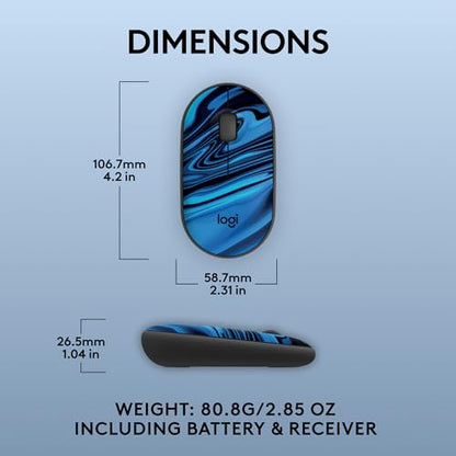 Logitech M340 Compact Ambidextrous Silent Wireless Mouse - Blue Galaxy | Silent clicks, with 2.4 GHz USB-A Nano Receiver, 3 non-customizable buttons, 18-months battery, Windows Mac Chrome compatible - color: Blue Galaxy