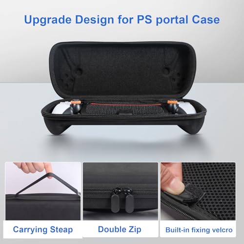 14 in 1 Carrying Case for PS5 Portal, Travel kits Accessoris Set Compatible with Playstation Portal(Crossbody bag), Soft Silicone Protective Cover, 2X 9H Shatterproof Tempered Glass Screen Protector, 4 Silicone Caps, Ps Portal Accessories