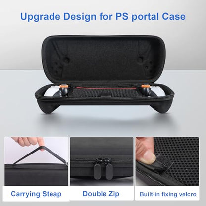 14 in 1 Carrying Case for PS5 Portal, Travel kits Accessoris Set Compatible with Playstation Portal(Crossbody bag), Soft Silicone Protective Cover, 2X 9H Shatterproof Tempered Glass Screen Protector, 4 Silicone Caps, Ps Portal Accessories