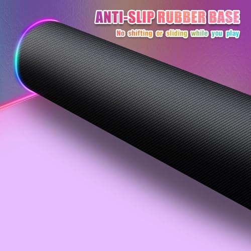 Purple RGB Gaming Mouse Pad I Large Mousepad with 14 Led Modes I Keyboard Pad Gaming Desk Mat I Non-Slip Rubber Base Big Mouse Mat for Gamer I 900x400x4mm Waterproof Mousepad for PC MacBook - color: Purple