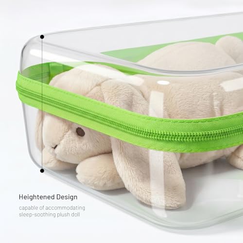 Clear Hard Shell Organizer Cases, 3 Pack with Handle | Durable PET shell with water-resistant, scratch-resistant surface for travel, toiletries, electronics and toys - color: Green