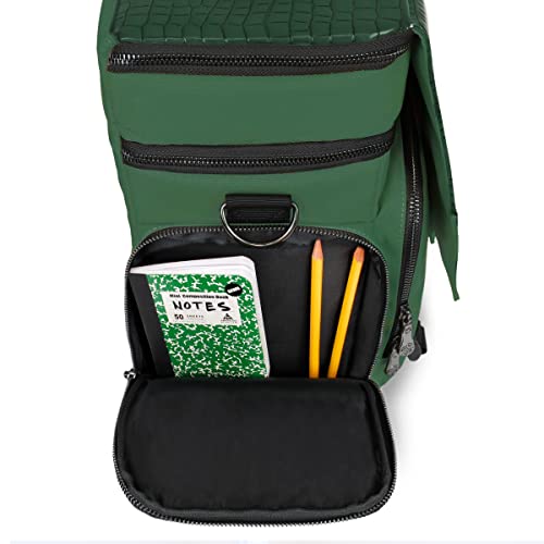 ENHANCE Collector's Edition RPG Adventurer's DnD Bag - Dragon Hide Exterior Travel RPG Bag with Tabletop Miniatures Storage Vault, Mat Holder, DnD Dice & Token Pockets, Fits 4-8 Books (Dragon Green) - color: Green Dragon