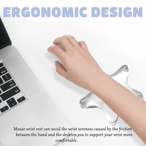 Gel Wrist Rest for Keyboard and Mouse Transparent White Sea Star Elbow Pad Cushion Ergonomic Cute Clear Cool Mouse Wrist Pad Silicone Non-Slip Support Computer Gaming Office Hand Pillow Ocean Beach - color: Star White