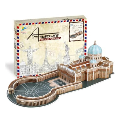 Architecture World Famous of 3D Puzzle.Build Your Own Collection of 17 Global Landmarks (Notre Dame, Colosseum) - Educational DIY Model Kit for Kids & Adults. (St. Peter's Basilica) - color: St. Peter's Basilica