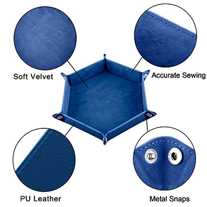 SIQUK 4 Pieces Dice Tray Hexagon Dice Rolling Holder Folding PU Leather Dice Trays for Dice Games Like RPG, DND and Other Table Games(Peach, Wine Red, Yellow, Royal Blue) - color: Peach, Wine Red, Yellow, Royal Blue