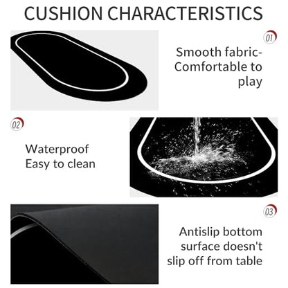 nuveti Poker Mat - 55 x 28inch Non-Slip Poker Table Game Mat - Portable Rubber Waterproof Poker mat for Table 6-8 Player Card Game Anti-Slip Rubber Poker Table Top Layout - color: 55 X 28 Inch Heiwuzuoweikuan